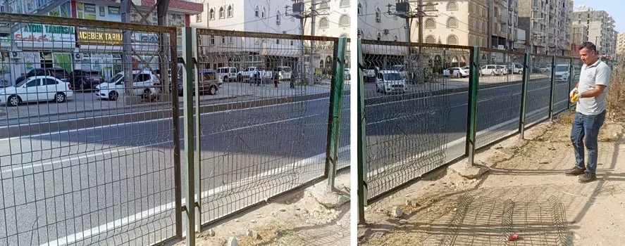 İpekyolu’nda yayaların ölüm geçişini engellemek için tel bariyerler onarıldı