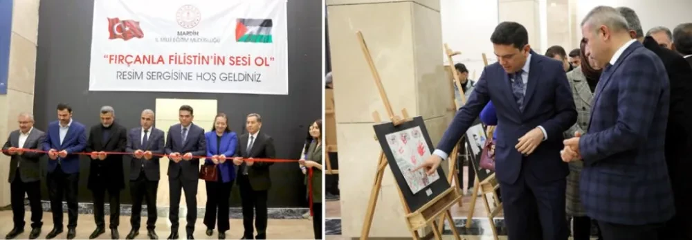 Kızıltepe’de “Fırçanla Filistin’in sesi ol” resim sergisi açıldı