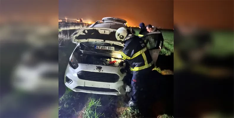 İpekyolunda otomobil şarampole yuvarlandı 1 kişi yaralandı