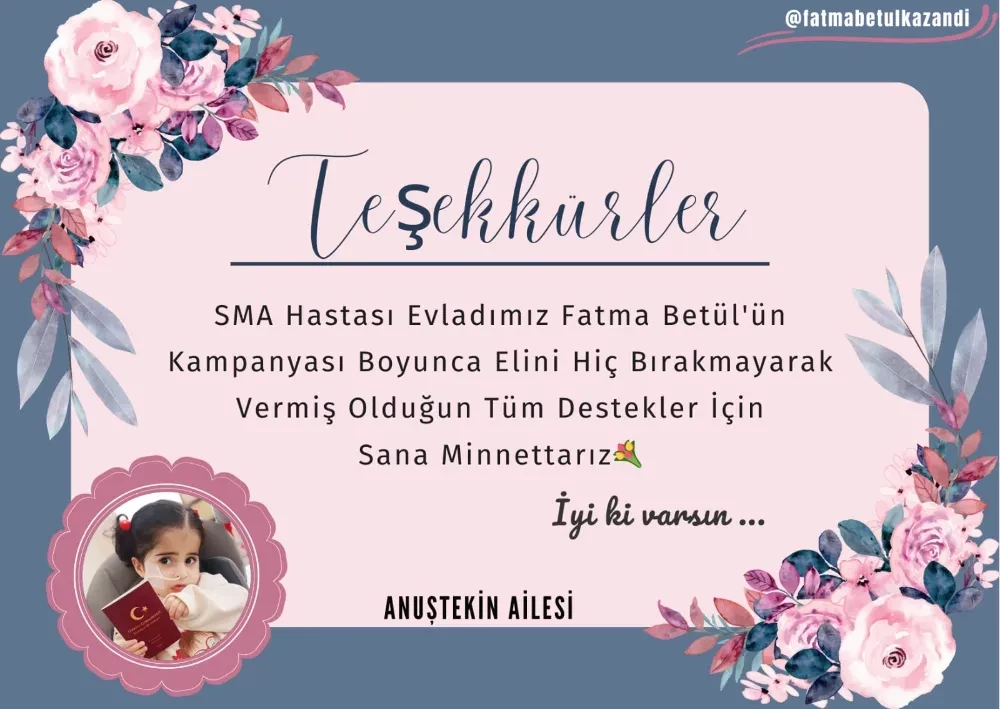 SMA hastası Fatma Betül’ün tedavisi için gereken para toplandı